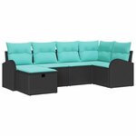 vidaXL Ensemble de canapé de jardin avec coussin 6 Pièces Noir polyrotin