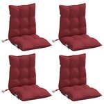 vidaXL Coussins de chaise à dossier bas lot de 4 rouge bordeaux