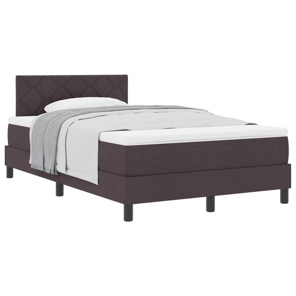 vidaXL Lit à ressorts avec coussin Marron foncé 120 x 200 cm tissu