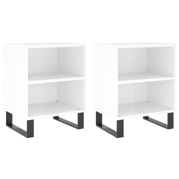 vidaXL Tables de chevet 2Pièces blanc brillant 40x30x50cm bois ingénierie