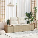 vidaXL Sofa de jardin 2 places avec des coussins en poly rotin beige