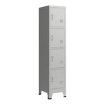 Casier de bureau armoire meuble de rangement pour bureau atelier chambre acier métallique avec 4 portes acier laqué 180 x 38 x 45 cm gris 03_0006348
