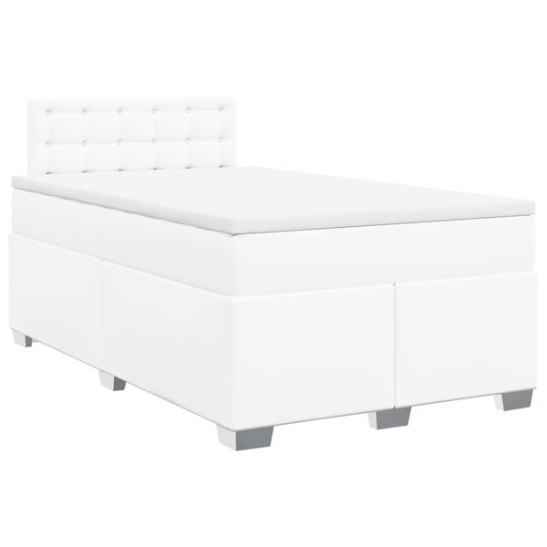 vidaXL Sommier à lattes de lit avec matelas Blanc 120x200cm Similicuir