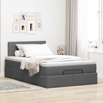 vidaXL Lit ottoman avec matelas et LED gris foncé 120x190 cm tissu