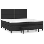 vidaXL Sommier à lattes de lit avec matelas Noir 200x200 cm Similicuir