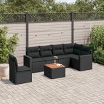 vidaXL Salon de jardin 7 Pièces avec coussins noir résine tressée