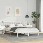 vidaXL Cadre de lit avec tête de lit Blanc Bois de pin