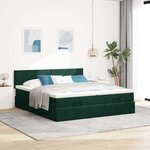 vidaXL Cadre de lit ottoman avec matelas vert foncé 160x200 cm velours