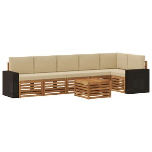 vidaXL Ensemble de canapé d'angle avec coussin 7 Pièces Naturel et Beige
