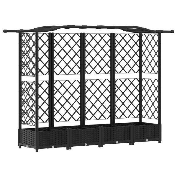 vidaXL Lit Élevé avec Treillis et Toit Noir 203 5 x 40 x 123 cm PP