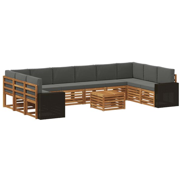 vidaXL Ensemble de canapés d'extérieur 11 pc Naturel et Anthracite