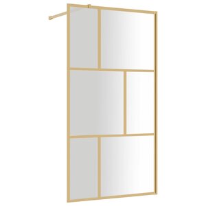 vidaXL Paroi de douche avec verre ESG transparent doré 115x195 cm