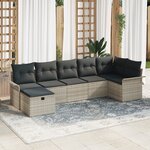 vidaXL Set de Canapés de Jardin 7 pièces avec Coussins Gris Clair Rotin Poly