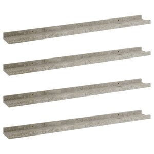 vidaXL Étagères murales 4 Pièces Gris béton 80x9x3 cm