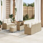 Ensemble de Canapé de Jardin 8 Pièces avec Coussins Beige Poly Rattan