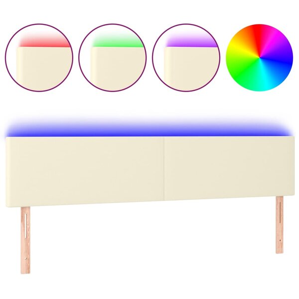 vidaXL Tête de lit à LED Crème 200x5x78/88 cm Similicuir