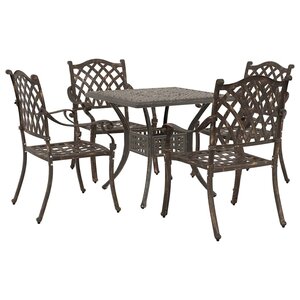 vidaXL Ensemble de tables de jardin 5 Pièces Bronze Aluminium coulé