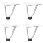 vidaXL Pieds en épingle à cheveux pour table basse 4 pièces Blanc 10 cm Acier massif