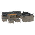 Ensemble de Canapé de Jardin vidaXL 14 Pièces avec Coussins Gris Rattan Synthétique Acacia