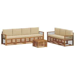 vidaXL Ensembles de canapés 8 pc Naturel et Beige Bois d'Acacia Massif