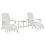 vidaXL Ensemble de Salon de Jardin 3 Pièces HDPE Blanc
