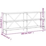 vidaXL Table console chêne marron 180x30x75 bois d'ingénierie et fer