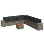 vidaXL Salon de jardin avec coussins 10 Pièces gris résine tressée