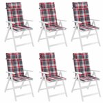 vidaXL Coussins de chaise à dossier haut lot de 6 carreaux rouge