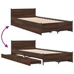 vidaXL Cadre de lit avec tiroirs sans matelas chêne marron 100x200 cm