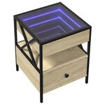 vidaXL Table de chevet avec LED infini chêne sonoma 40x40x51 cm
