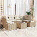vidaXL Ensemble de canapé de jardin 7 Pièces Beige Poly rotin