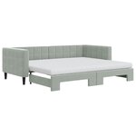 vidaXL Lit de jour avec gigogne et matelas gris clair 90x200cm velours