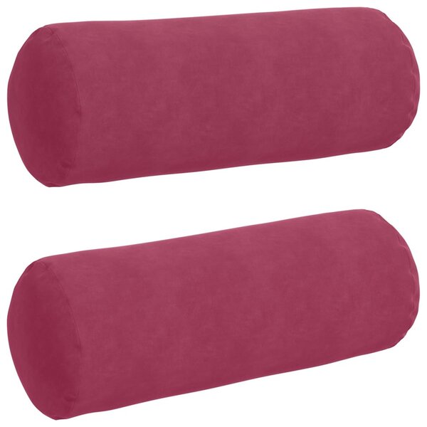 vidaXL Coussins d'accent 2 Pièces Bordeaux Ø 25 x 70 cm