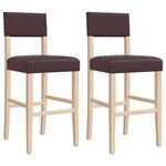 vidaXL Chaises de bar lot de 2 bois massif d'hévéa et similicuir