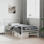 vidaXL Cadre de lit métal sans matelas et pied de lit blanc 107x203 cm