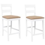 vidaXL Tabourets de bar avec coussins 2 Pièces blanc bois massif d'hévéa