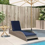 vidaXL Chaise longue avec coussin Gris 60x205x73 cm Résine tressée