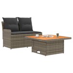 vidaXL Canapé de jardin avec accoudoirs et table relevable 2 Pièce