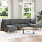 vidaXL Canapé modulaire avec rangement 6 Pièces Gris foncé Tissu