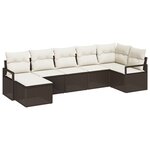 vidaXL Ensemble de 7 pièces de canapé de jardin avec coussins marron en poly rattan