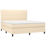 vidaXL Sommier à lattes de lit et matelas et LED Crème 180x200cm Tissu