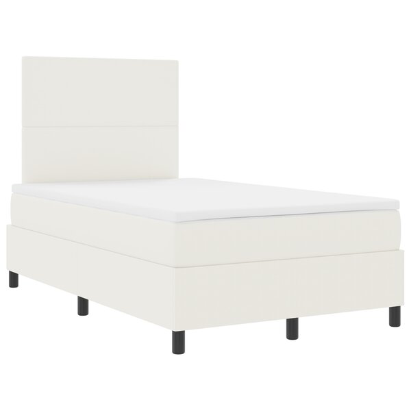 vidaXL Lit à ressorts avec matelas crème petit double en velours côtelé