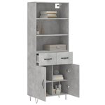 vidaXL Buffet haut Gris béton 69 5x34x180 cm Bois d'ingénierie