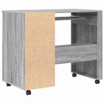 vidaXL Bureau avec roues Gris Sonoma 91 x 50 x 77 cm Bois d'ingénierie