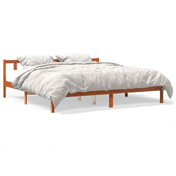 vidaXL Cadre de lit sans matelas cire marron 200x200cm bois pin massif