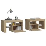 vidaXL Tables de chevet 2 Pièces lumières LED Chêne sonoma 70x36 5x40 cm