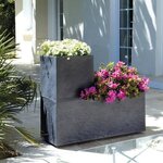 Jardinière Volcania 98 L décor pierre - 99 5 x 39 x H. 43 cm - Gris anthracite