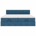 VidaXL Cadre de lit ottoman avec matelas bleu foncé 160x200 cm velours