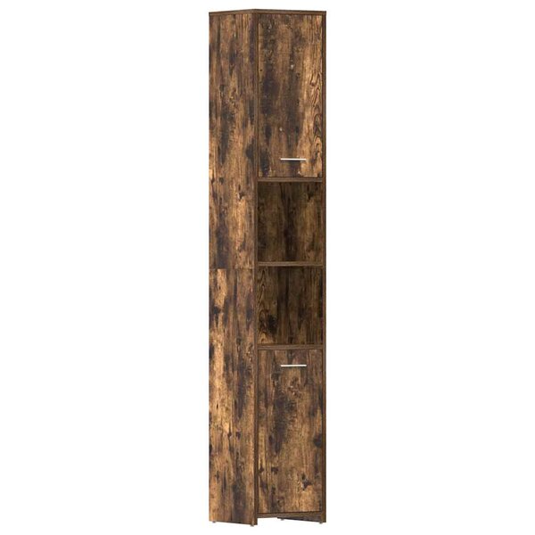 vidaXL Armoire de bain Chêne fumé 30x30x183 5 cm Bois d'ingénierie