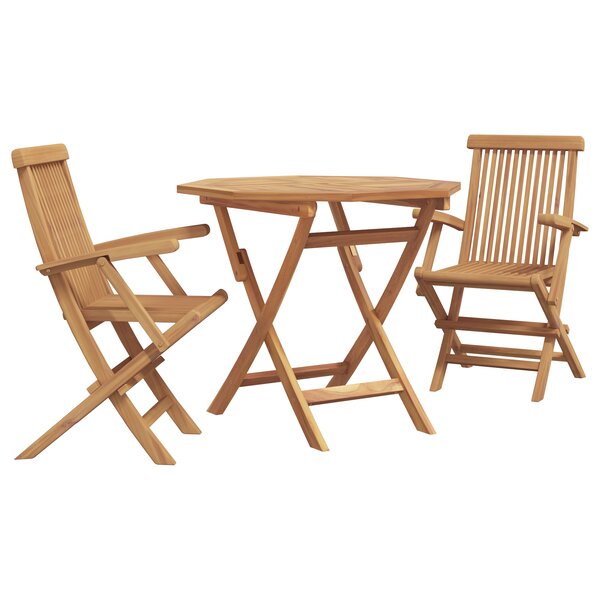 vidaXL Ensemble Bistro de Jardin Pliable 3 Pièces en Bois Massif d'Acacia